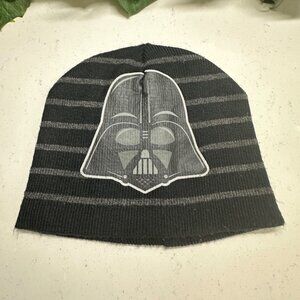 Star Wars Darth Vader Knit Beanie Hat Black & Gray Striped OSFM Acrylic Blend